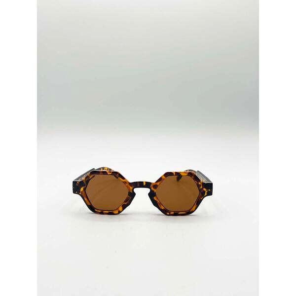 SVNX round hexagon sunglasses tortoise brown, UK version