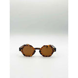 SVNX round hexagon sunglasses tortoise brown, UK version