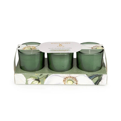 Superdrug Candlelight Set of 3 Mini Candles - White Poppy & Sage- Buy online at McGrocer