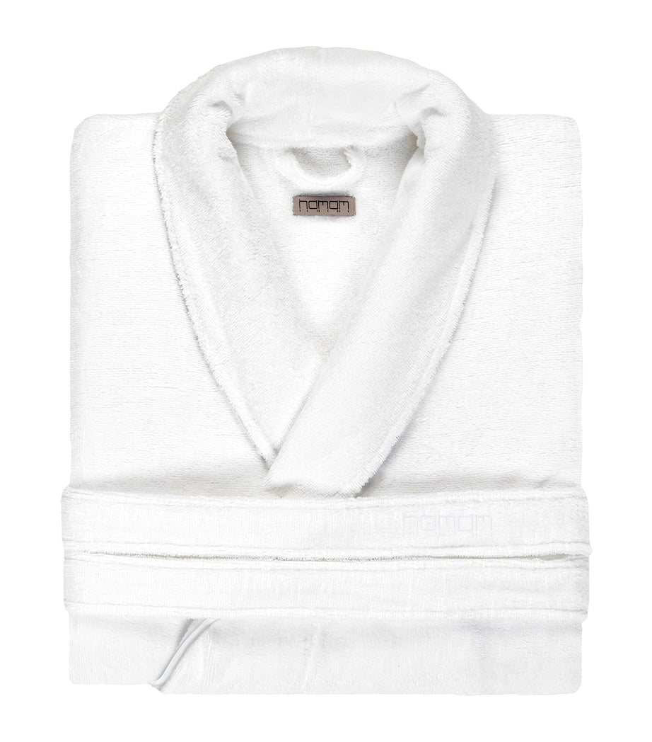 Cotton Terrycloth Bathrobe with Tie Fastening and Machine Washable