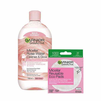 Garnier Micellar Rose Cleansing Water Eco Pads Bundle