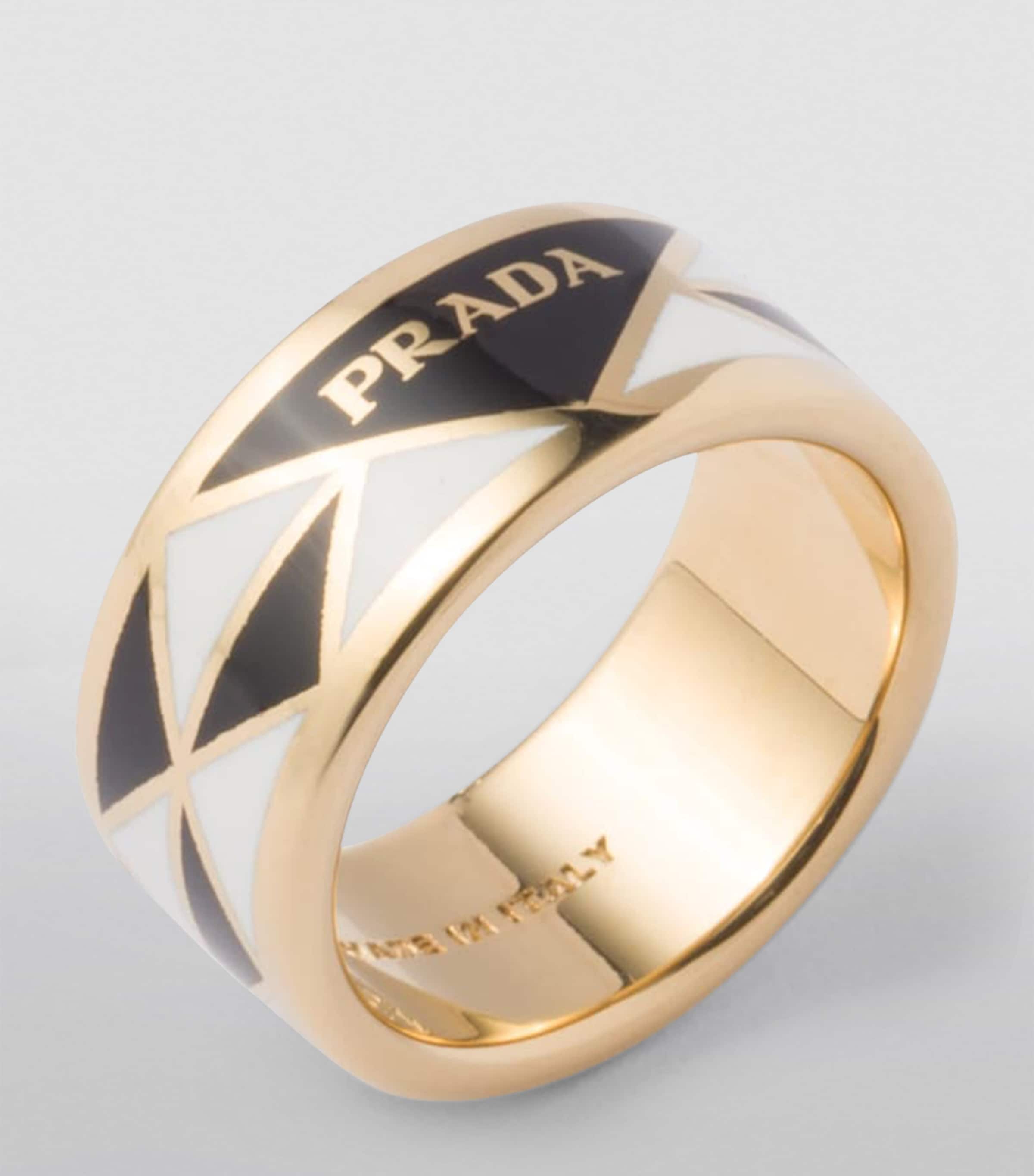 Prada enamel triangle ring black and white - British product