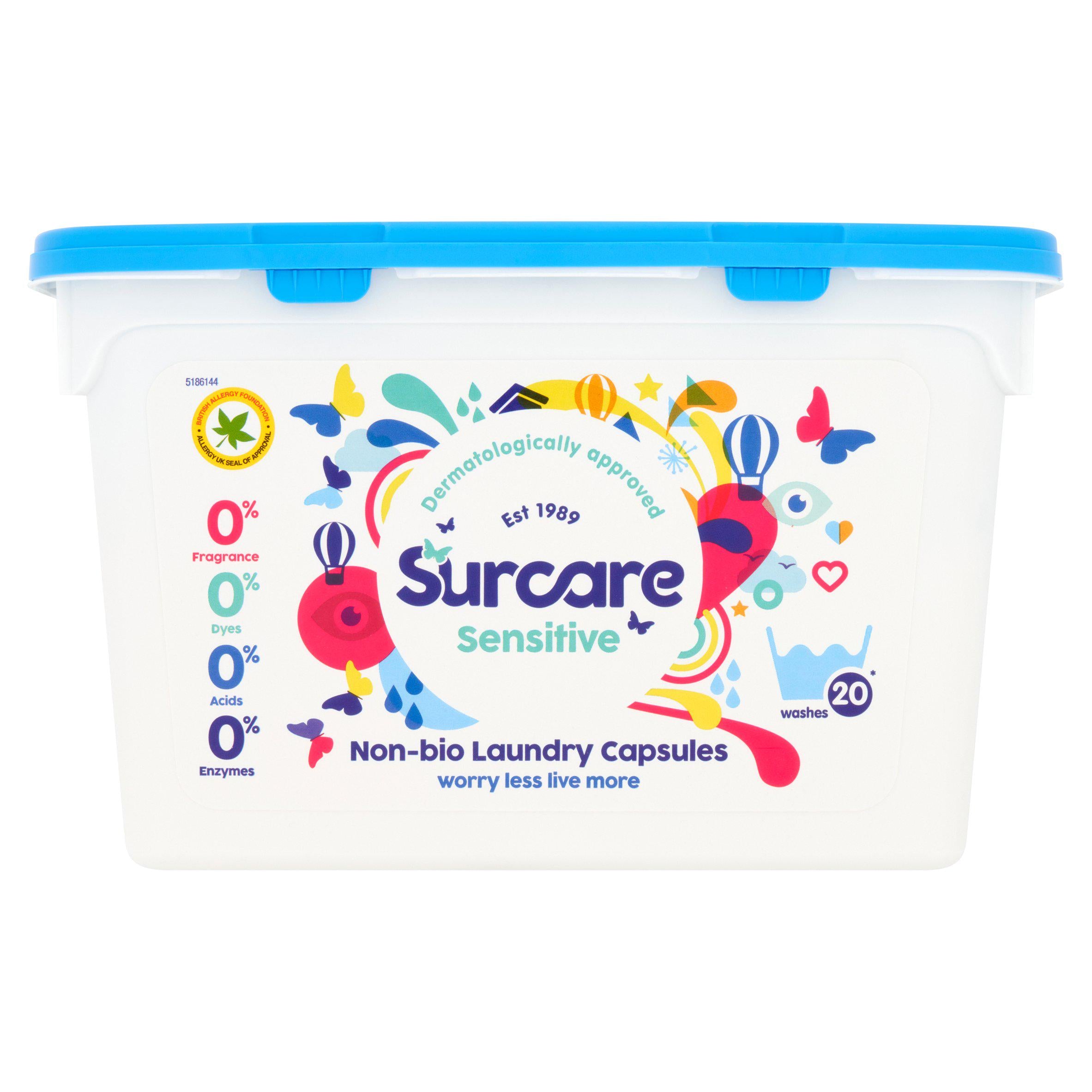 Surcare Sensitive Non Bio Laundry Capsules 20 x 24.5ml (490ml) GOODS Sainsburys   