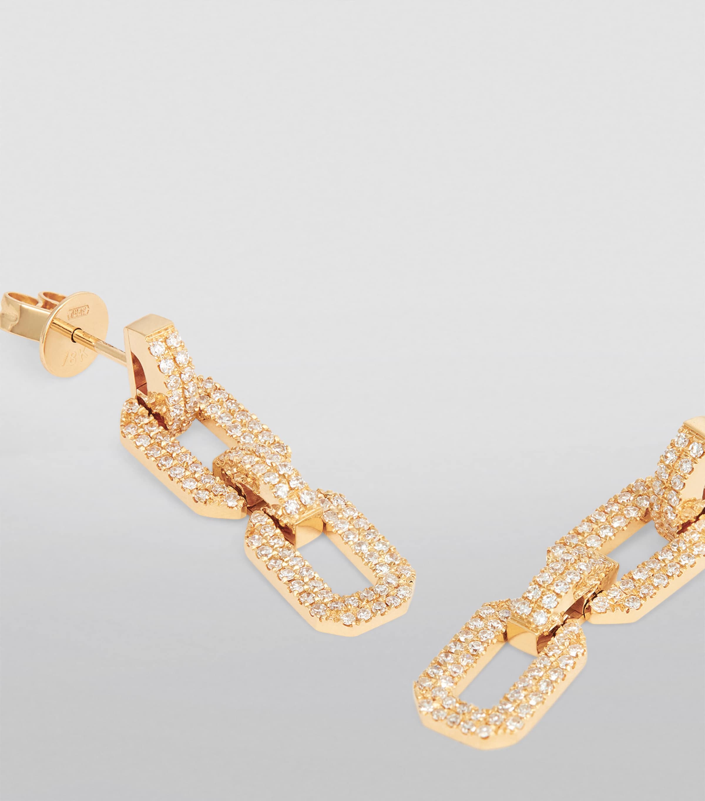 SHAY yellow gold diamond Deco chain earrings, UK version
