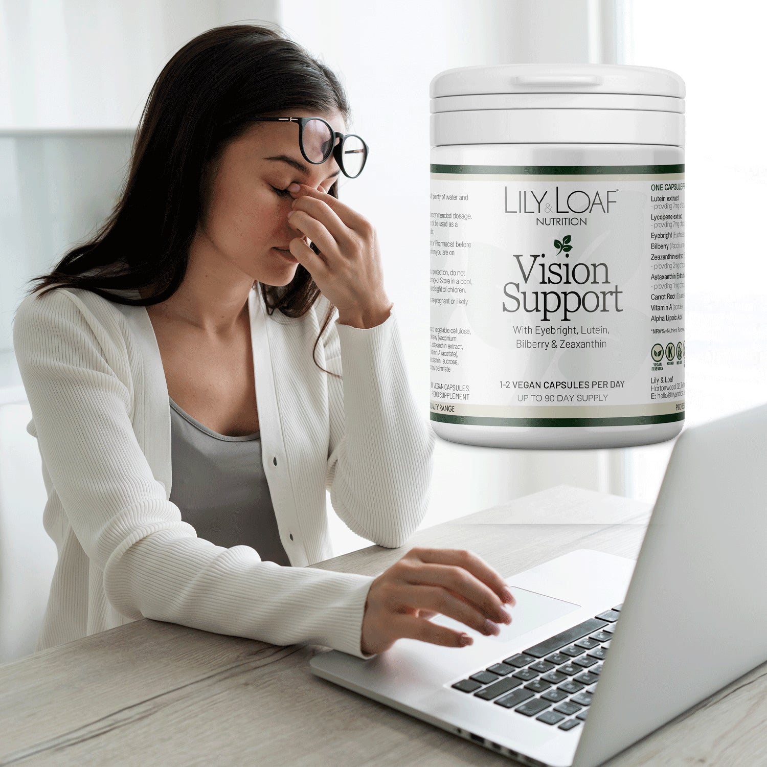 Vision Support eye health supplement capsules (British brand)