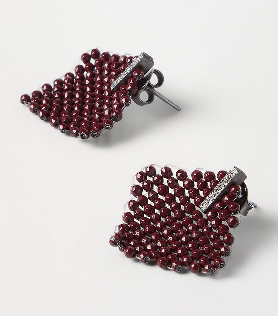 Brunello Cucinelli square hematite earrings 3cm, UK version
