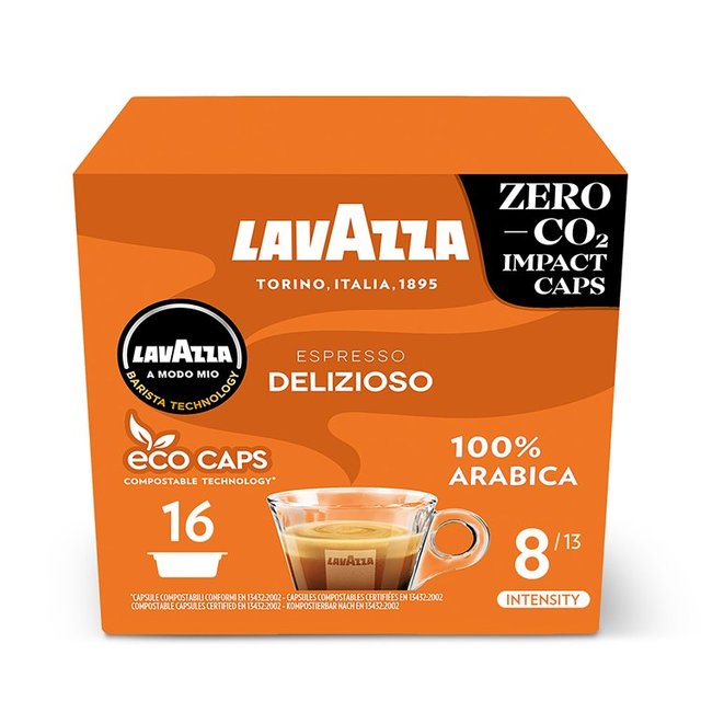 Lavazza A Modo Mio Compostable Espresso Delizioso Coffee Capsules   16 per pack