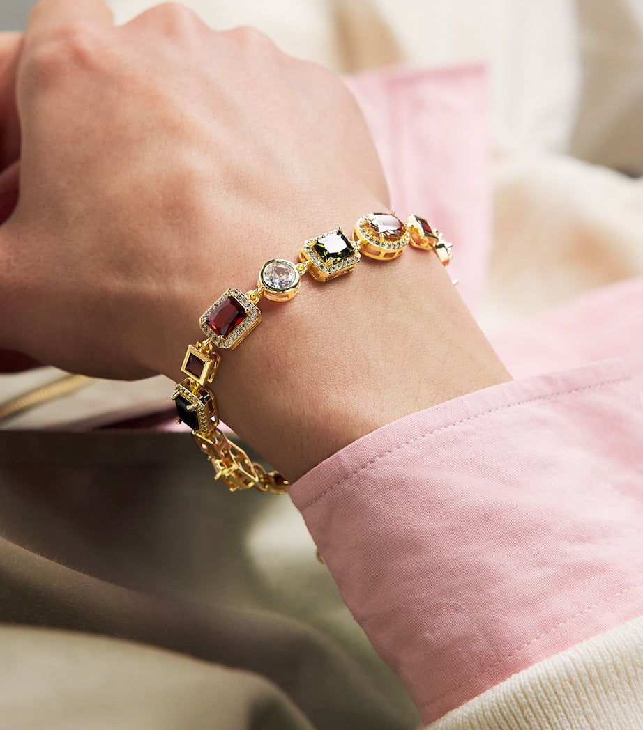 Nialaya gold-plated bracelet with multicolour zirconia stones - British product