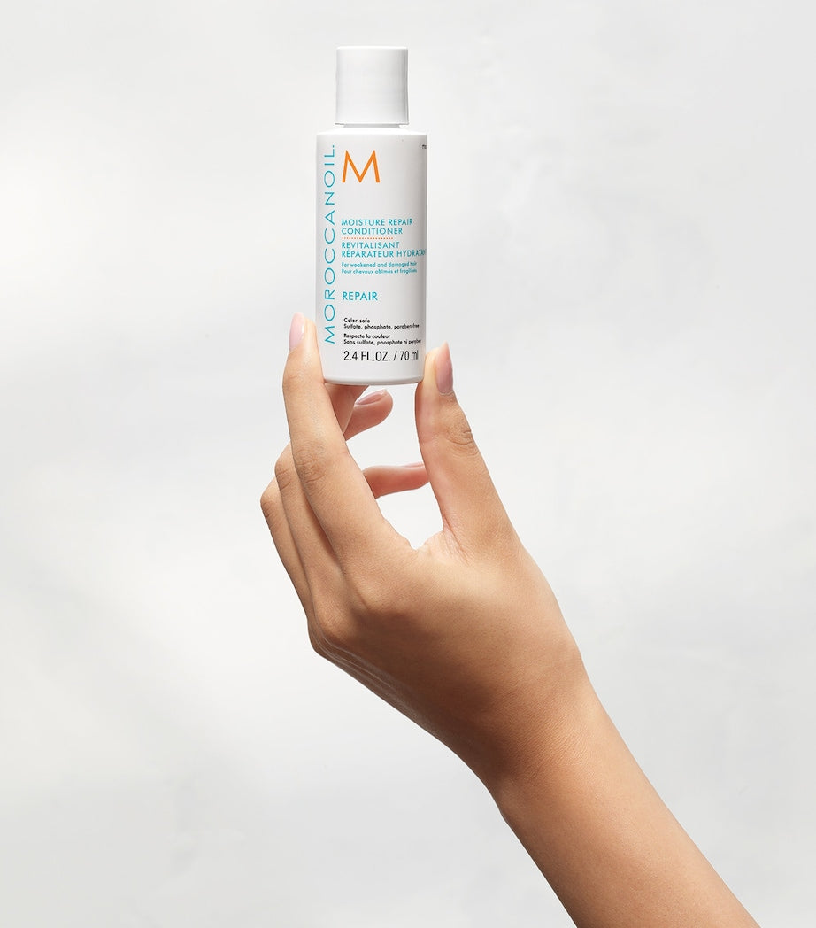 Moroccanoil hair repair discovery kit with shampoo, conditioner, treatment and hand cream, imported from the UK