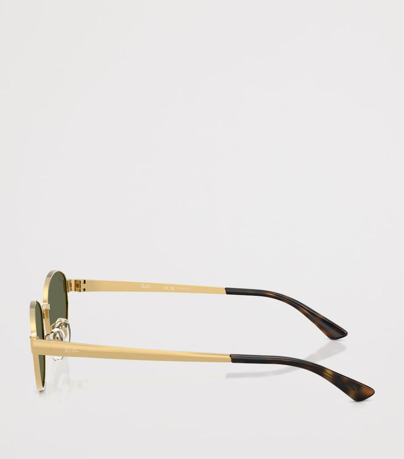 Ray-Ban RB3774D metal oval sunglasses gold-tone, imported from the UK