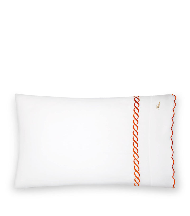 Pratesi Treccia pillowcase with braid embroidery 13cm x 41cm, imported from the UK