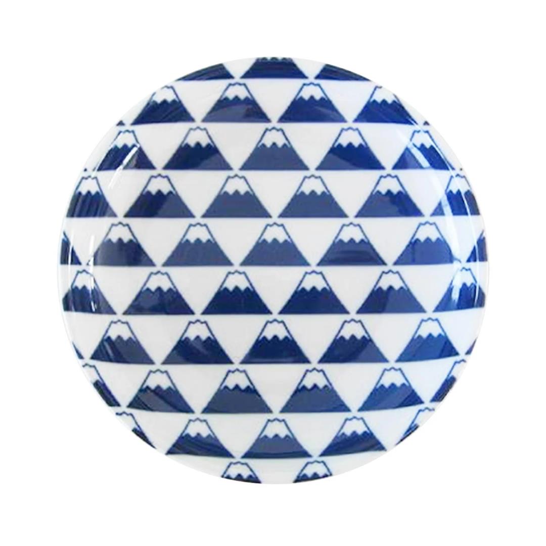 Mountain Fuji pattern plate in blue - British product