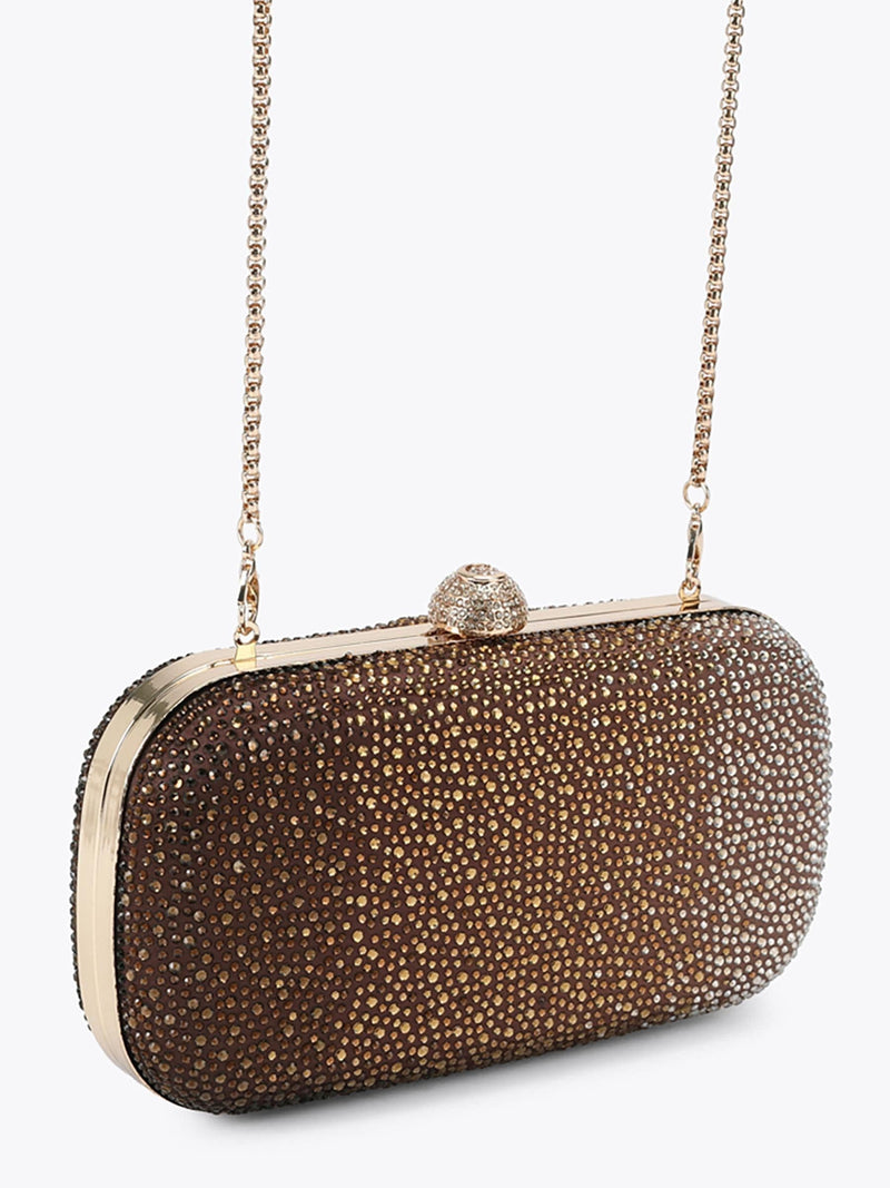 Carvela Gold Cecilia Hard Clutch Bag