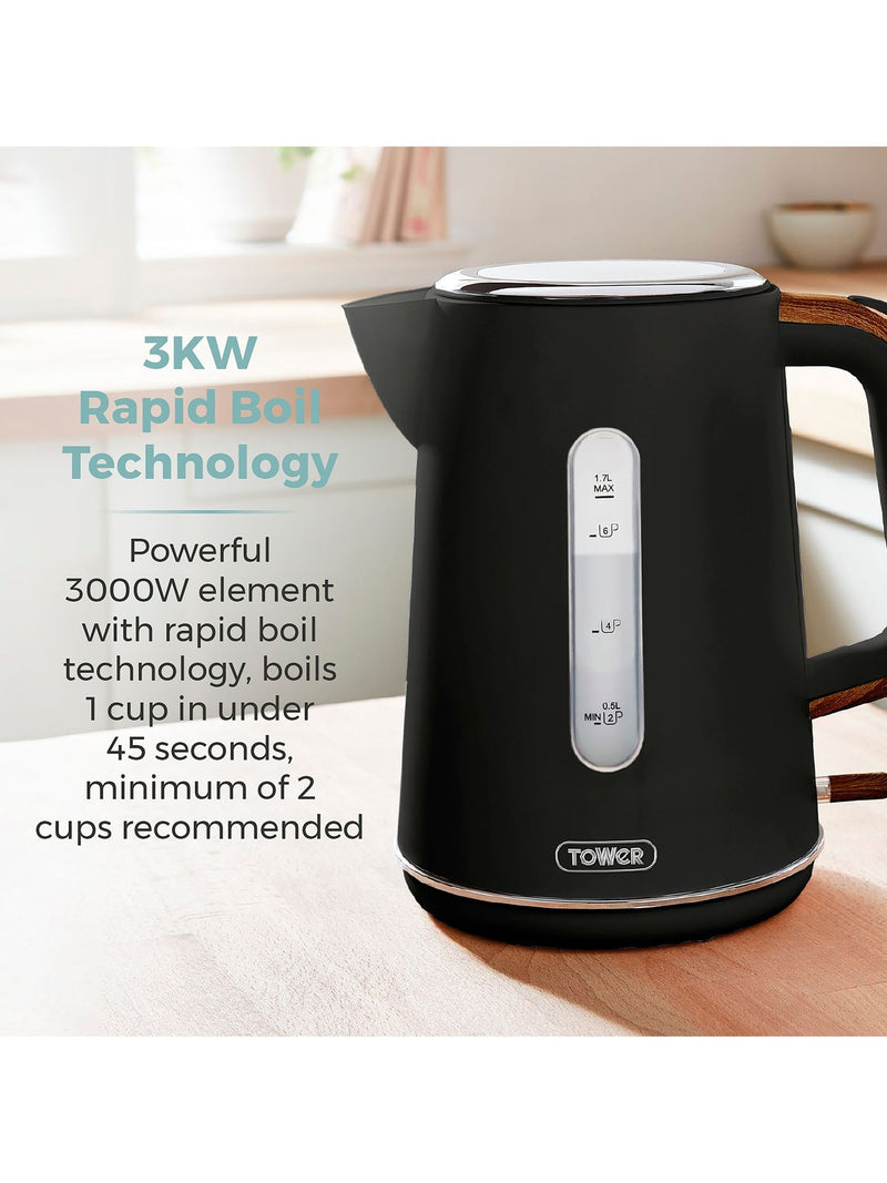 Tower Black Scandi electric kettle 1.7L (British brand)