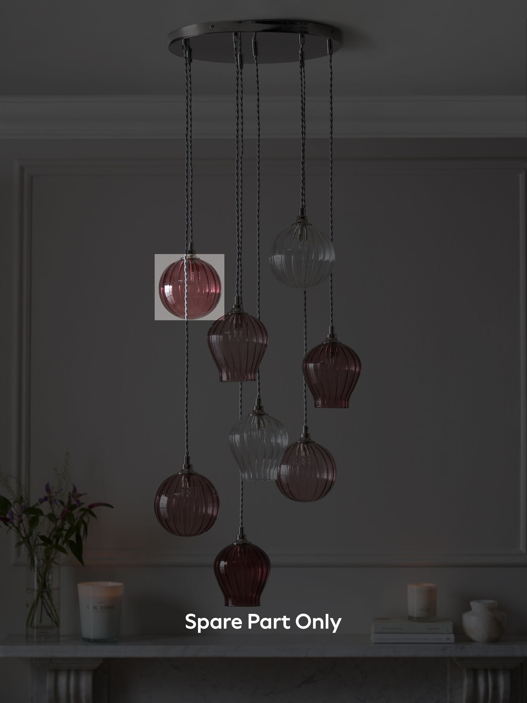Hampton dark pink glass shade spare part 14cm round - British product