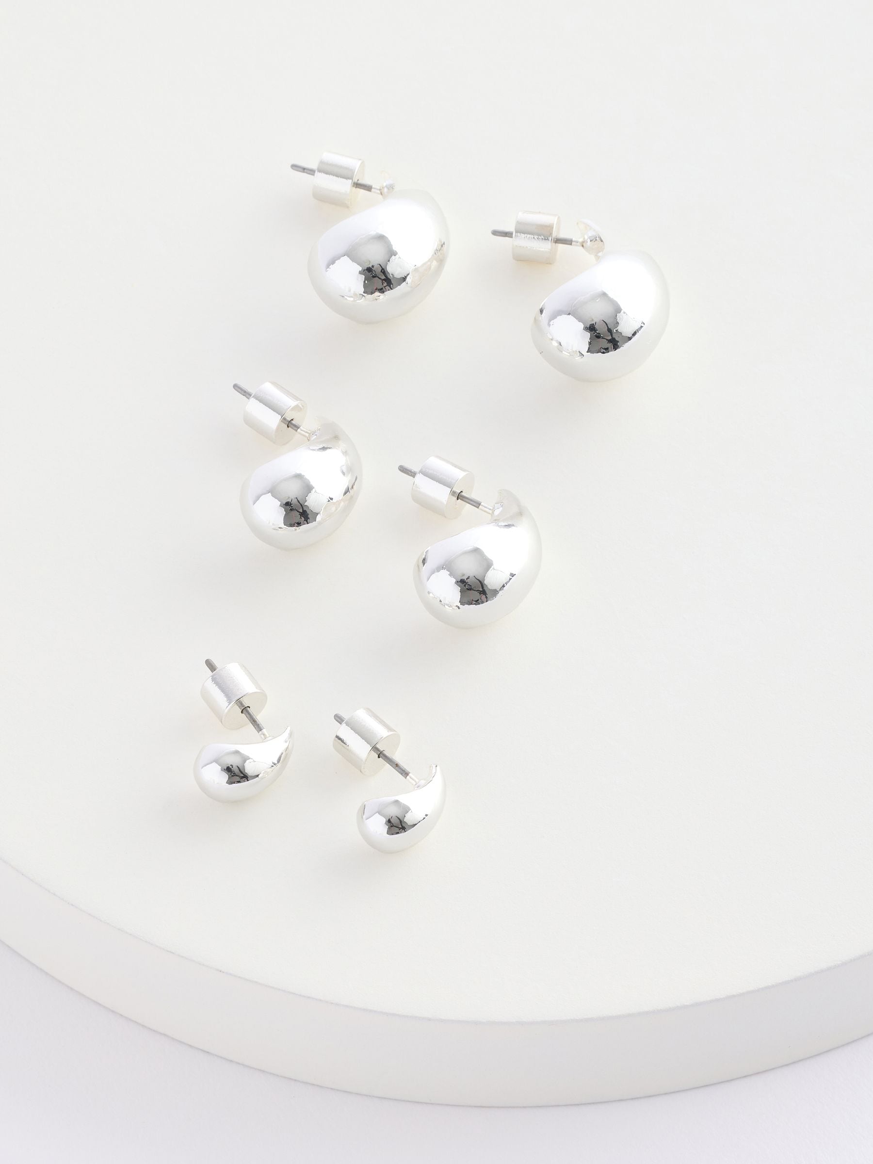 Silver tone teardrop earrings 3 pack (British brand)