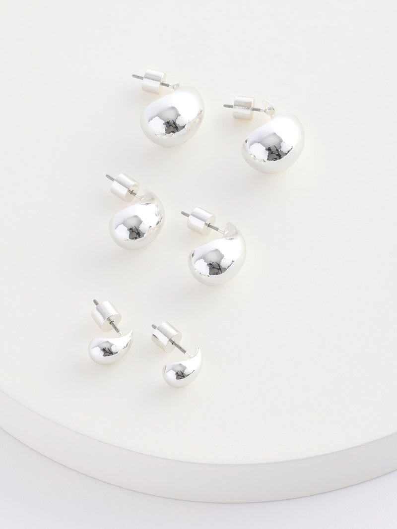 Silver tone teardrop earrings 3 pack (British brand)