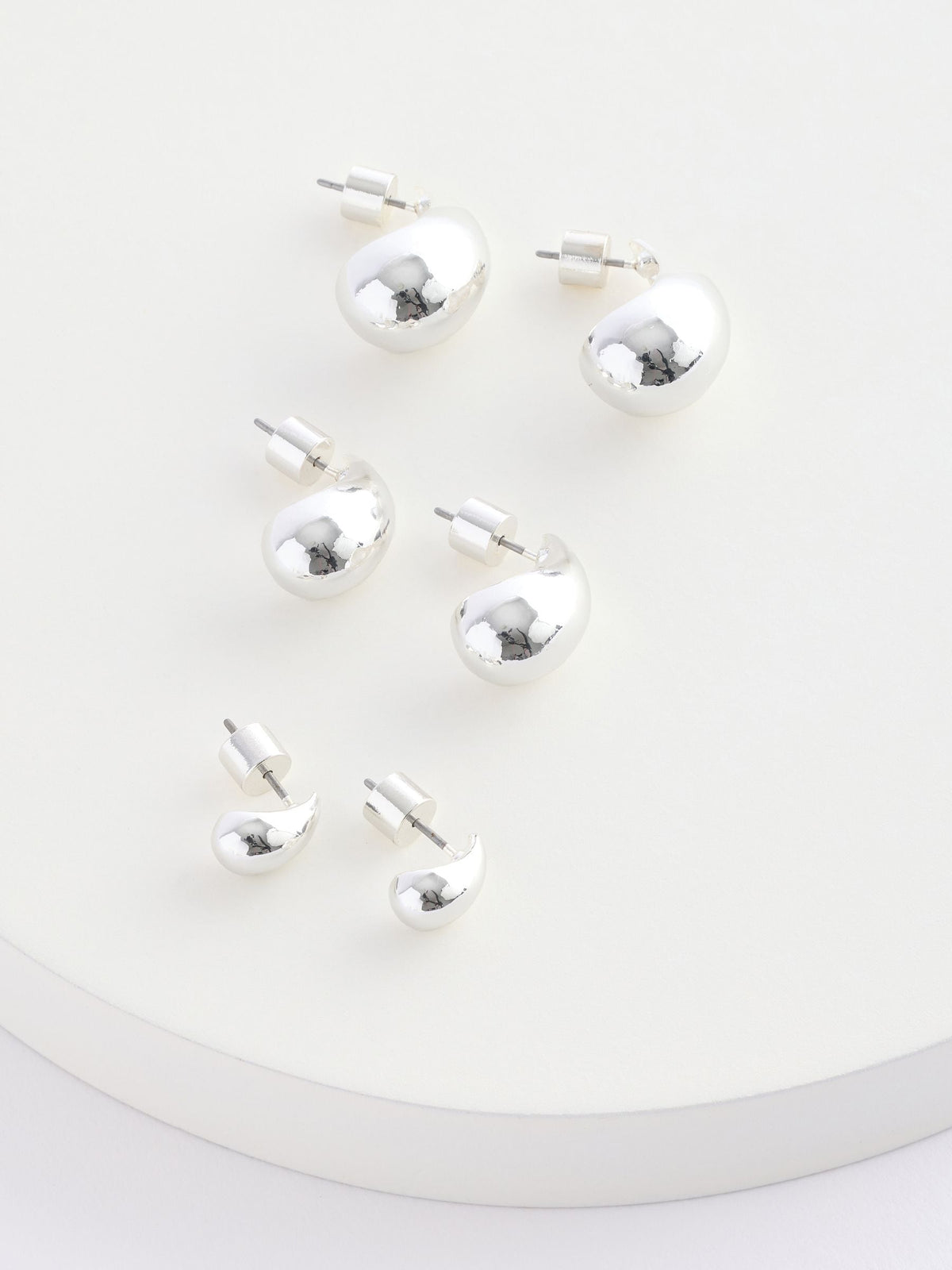 Silver tone teardrop earrings 3 pack (British brand)