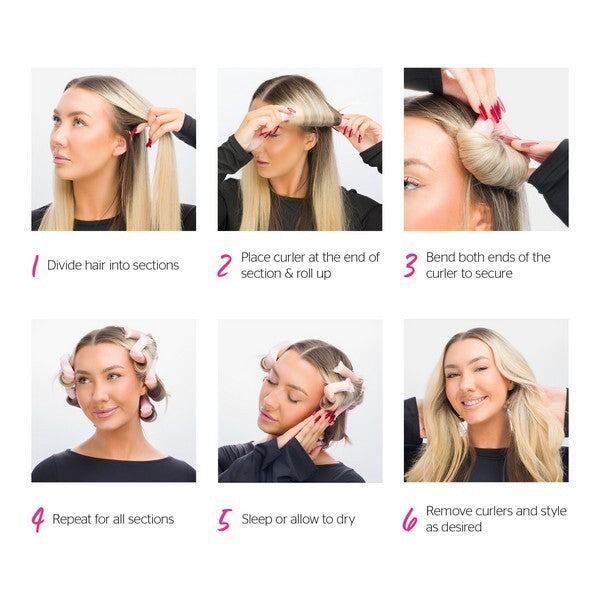 Brushworks heatless flexi curlers pack of six satin covered - British product