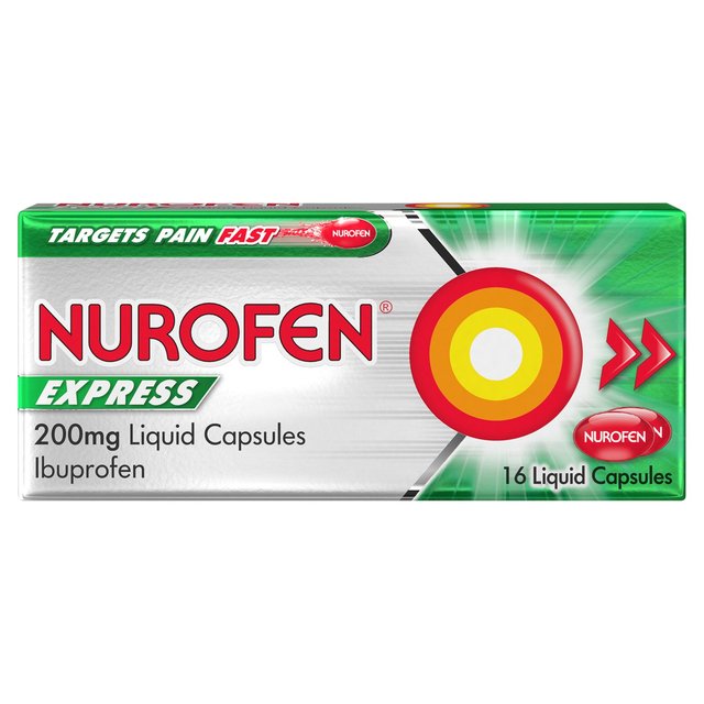 Nurofen Express Pain Relief Ibuprofen 200mg Liquid Caps   16 per pack GOODS M&S   