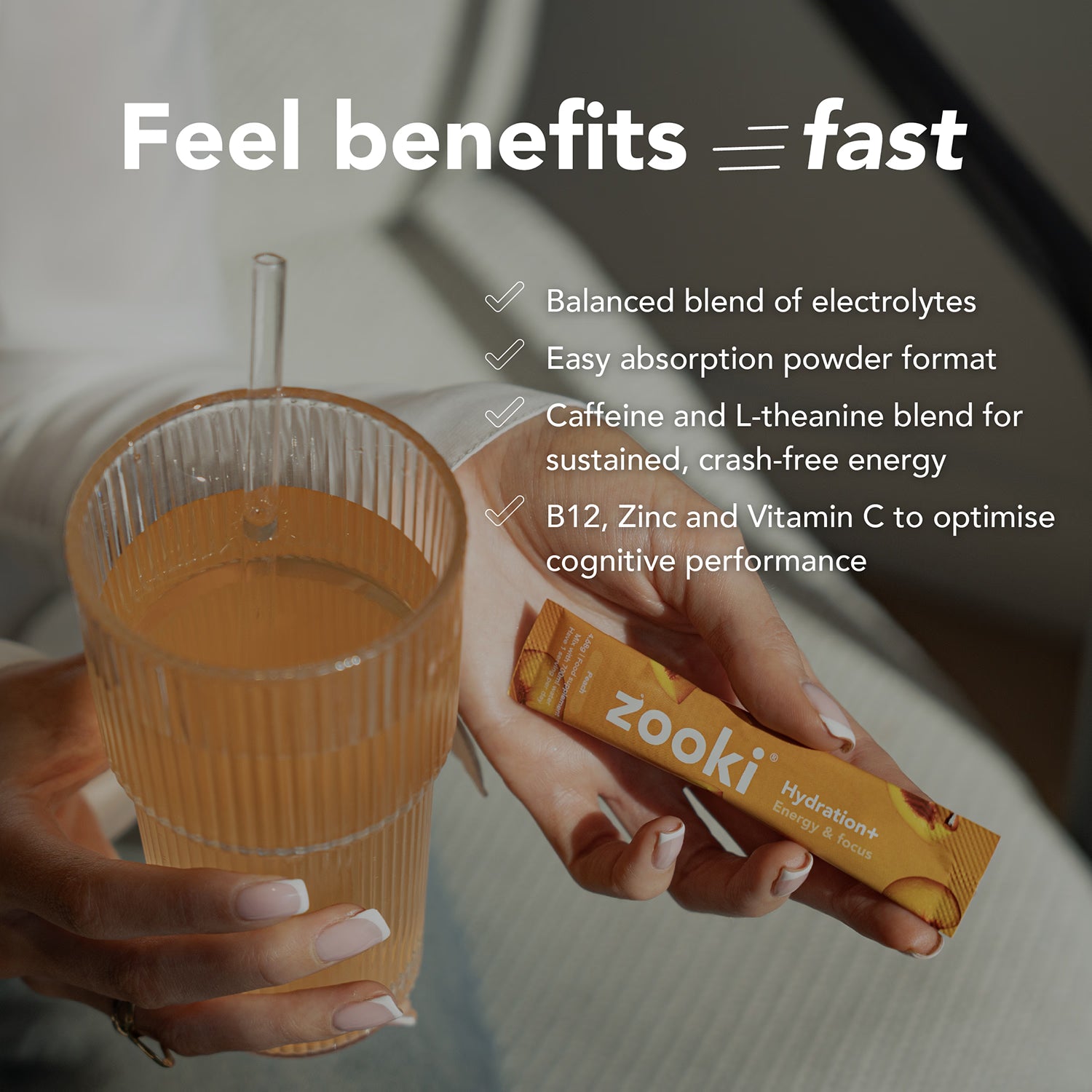 Zooki Electrolytes Energy sachet Peach Flavour 7 pack (British brand)