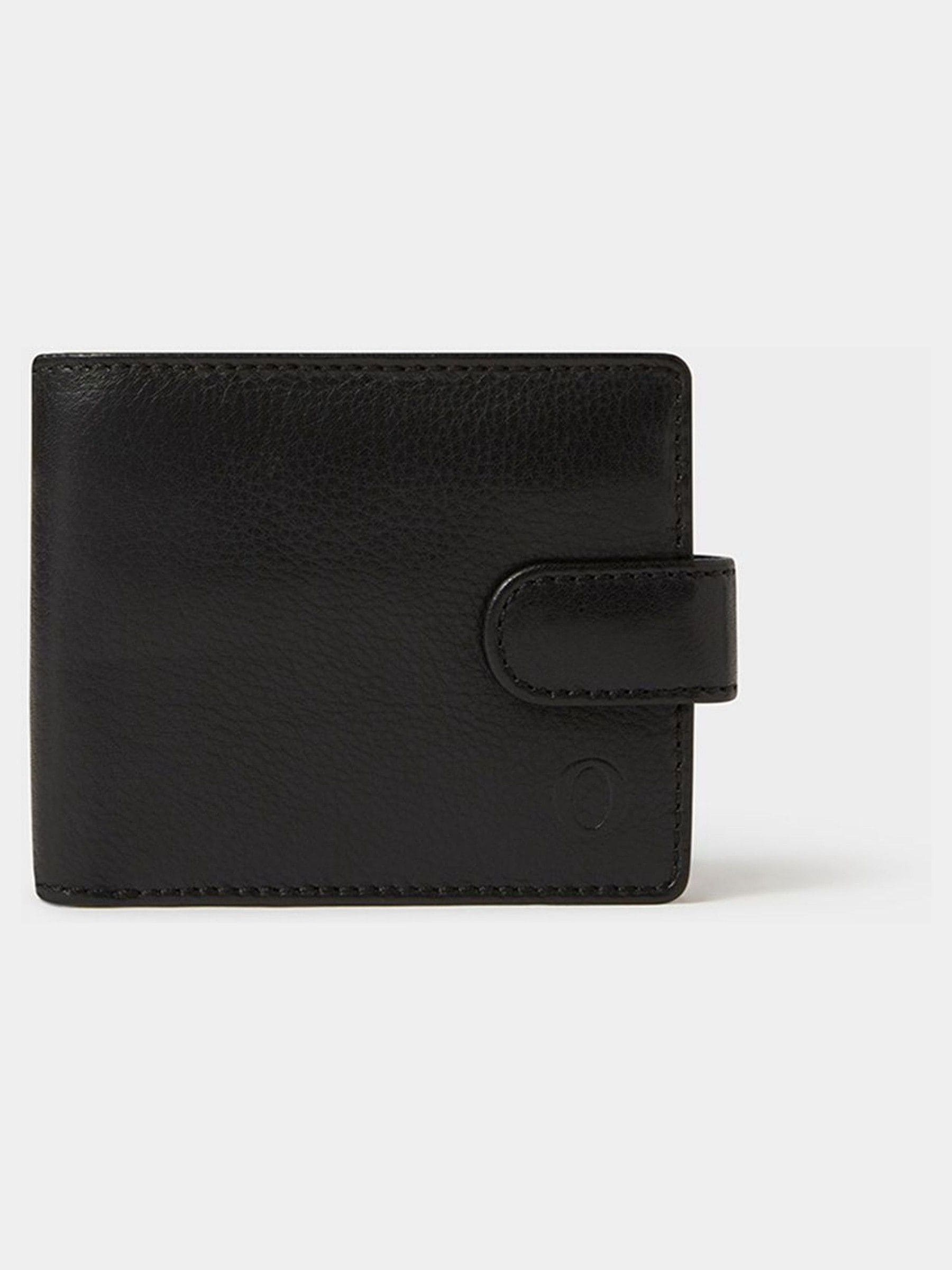 Osprey London black leather coin wallet with popper closure, imported from the UK