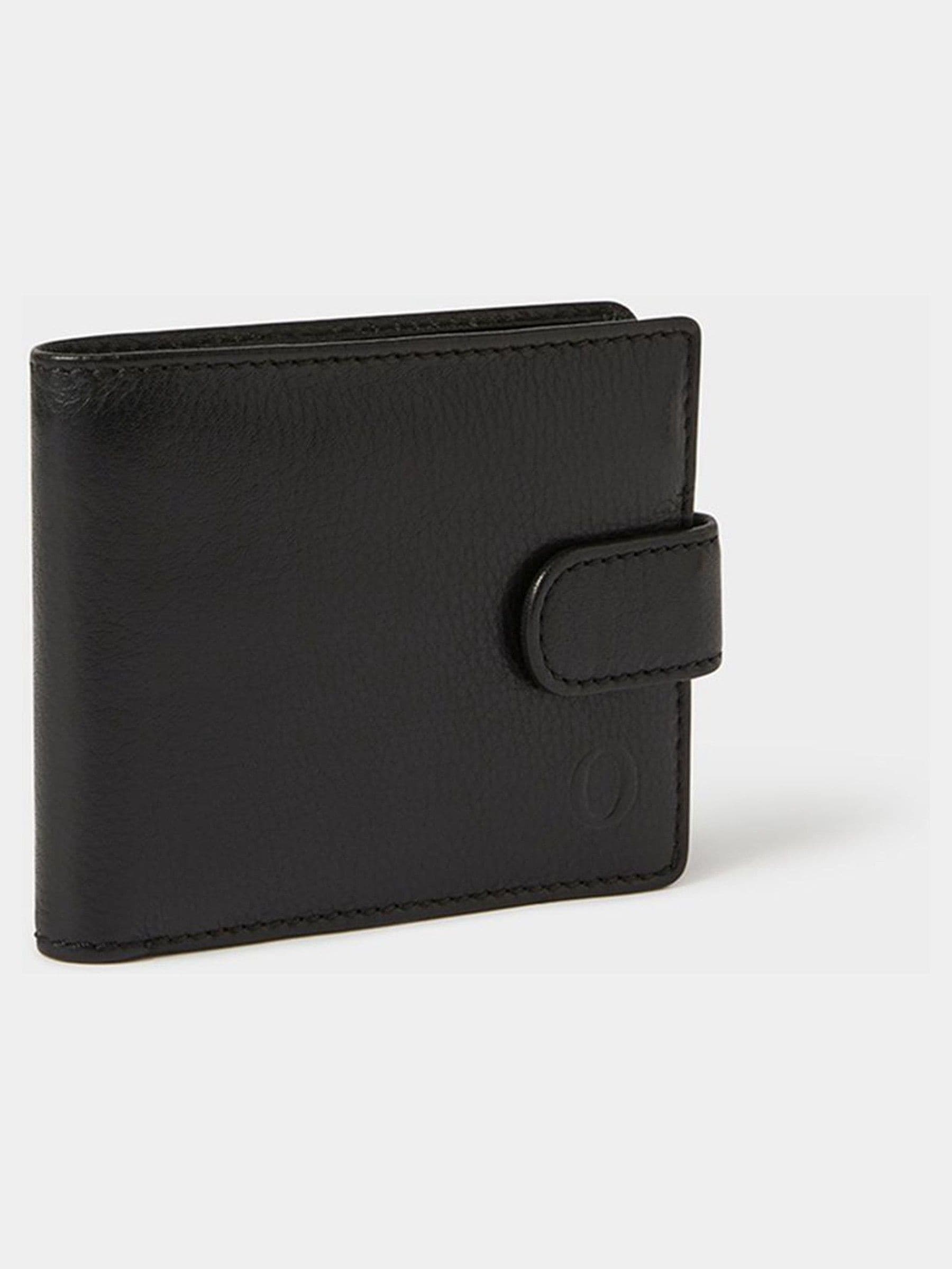 Osprey London black leather coin wallet with popper closure, imported from the UK