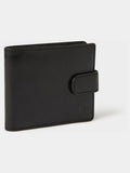 Osprey London black leather coin wallet with popper closure, imported from the UK