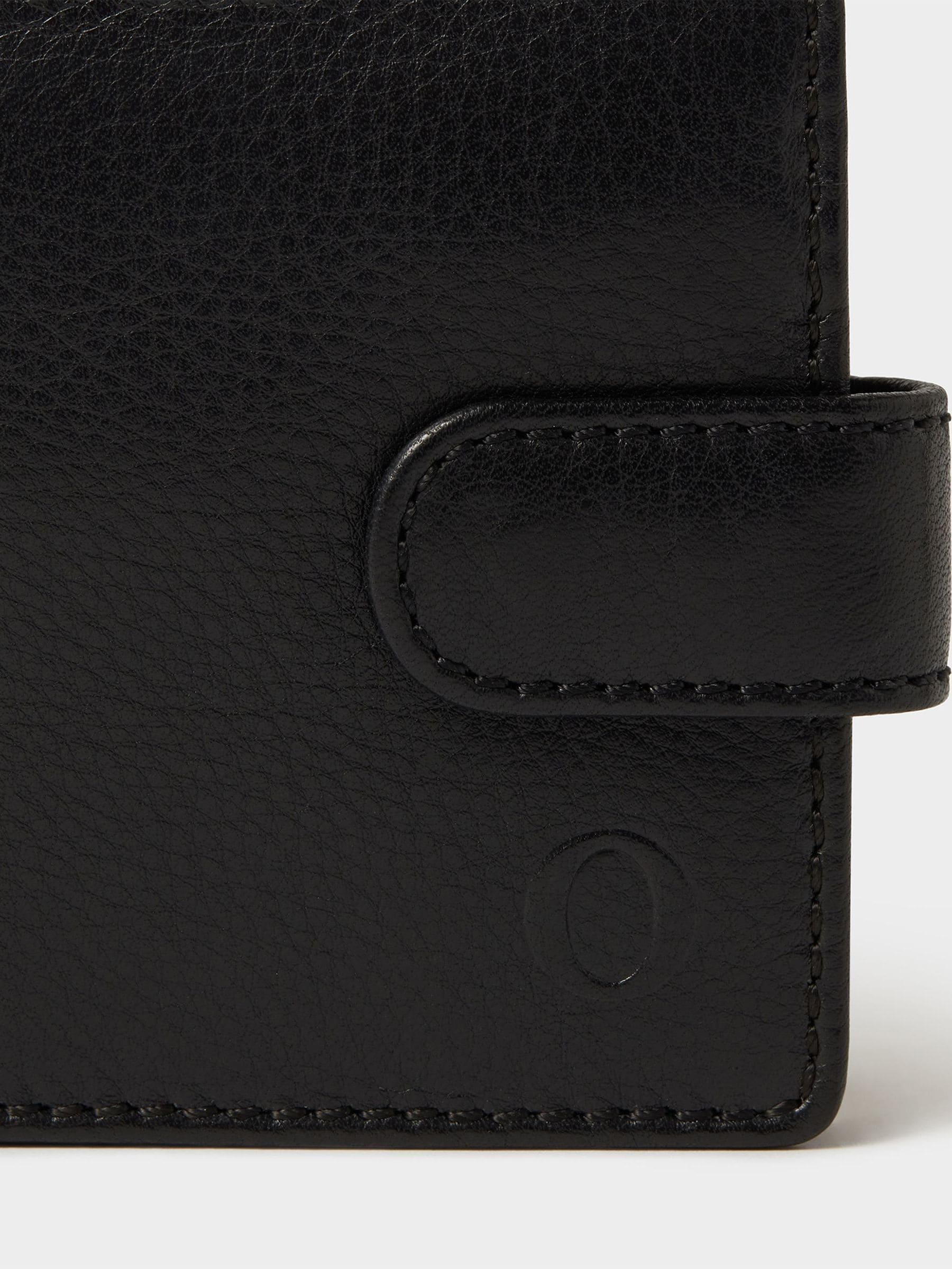Osprey London black leather coin wallet with popper closure, imported from the UK
