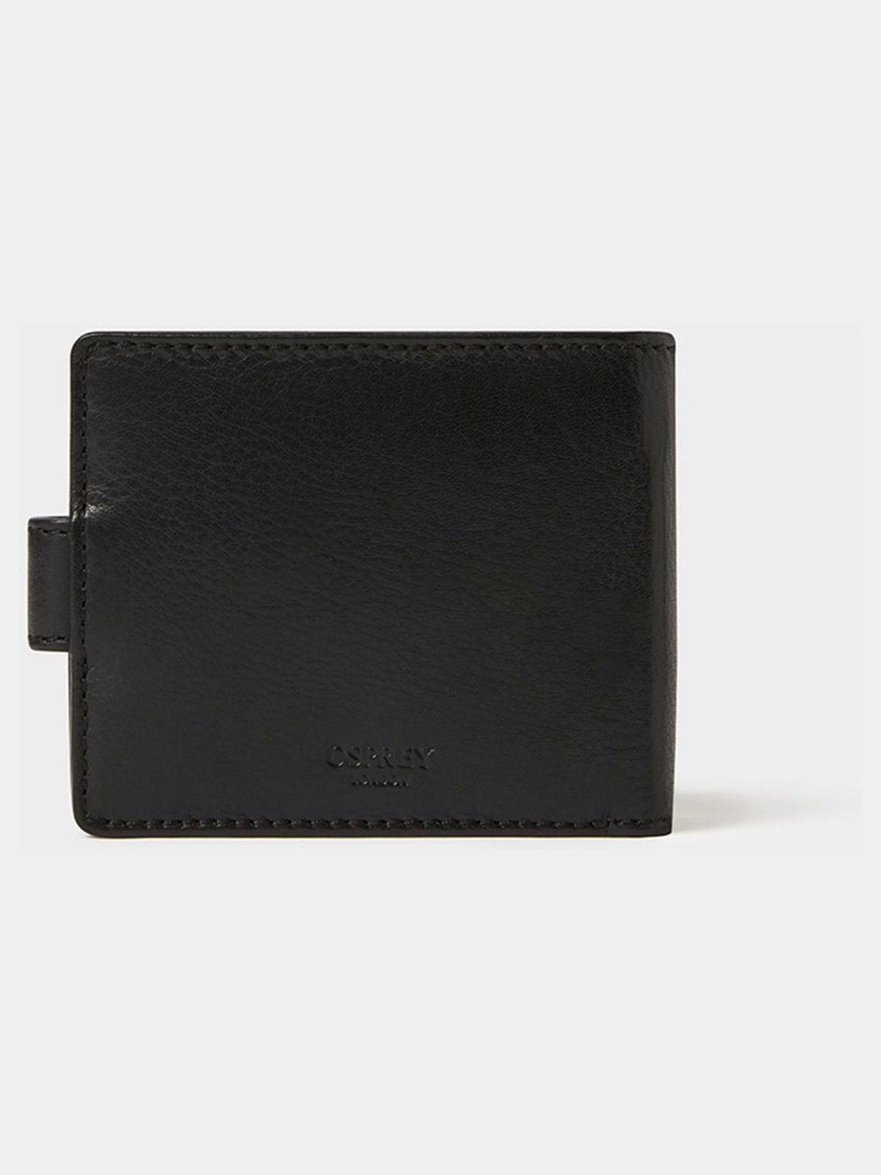 Osprey London black leather coin wallet with popper closure, imported from the UK