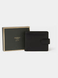 Osprey London black leather coin wallet with popper closure, imported from the UK