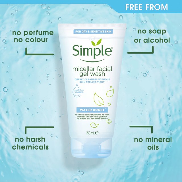 Simple Water Boost Micellar Gel Wash Sensitive Skin   150ml GOODS M&S   