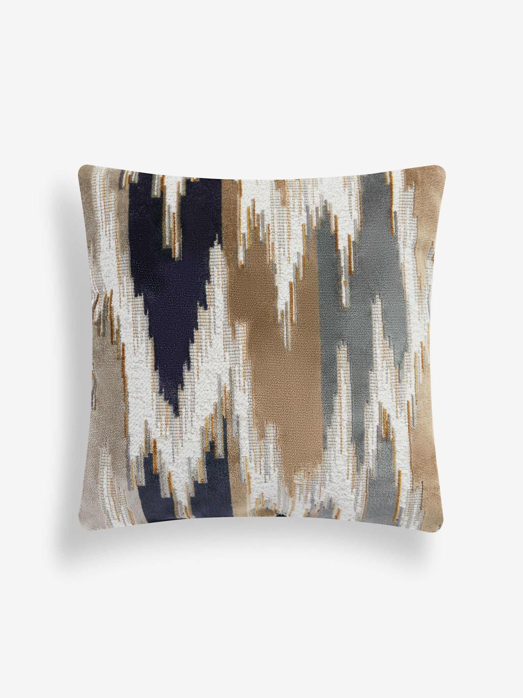 Navy blue zig zag cut velvet cushion 43 x 43cm - British product