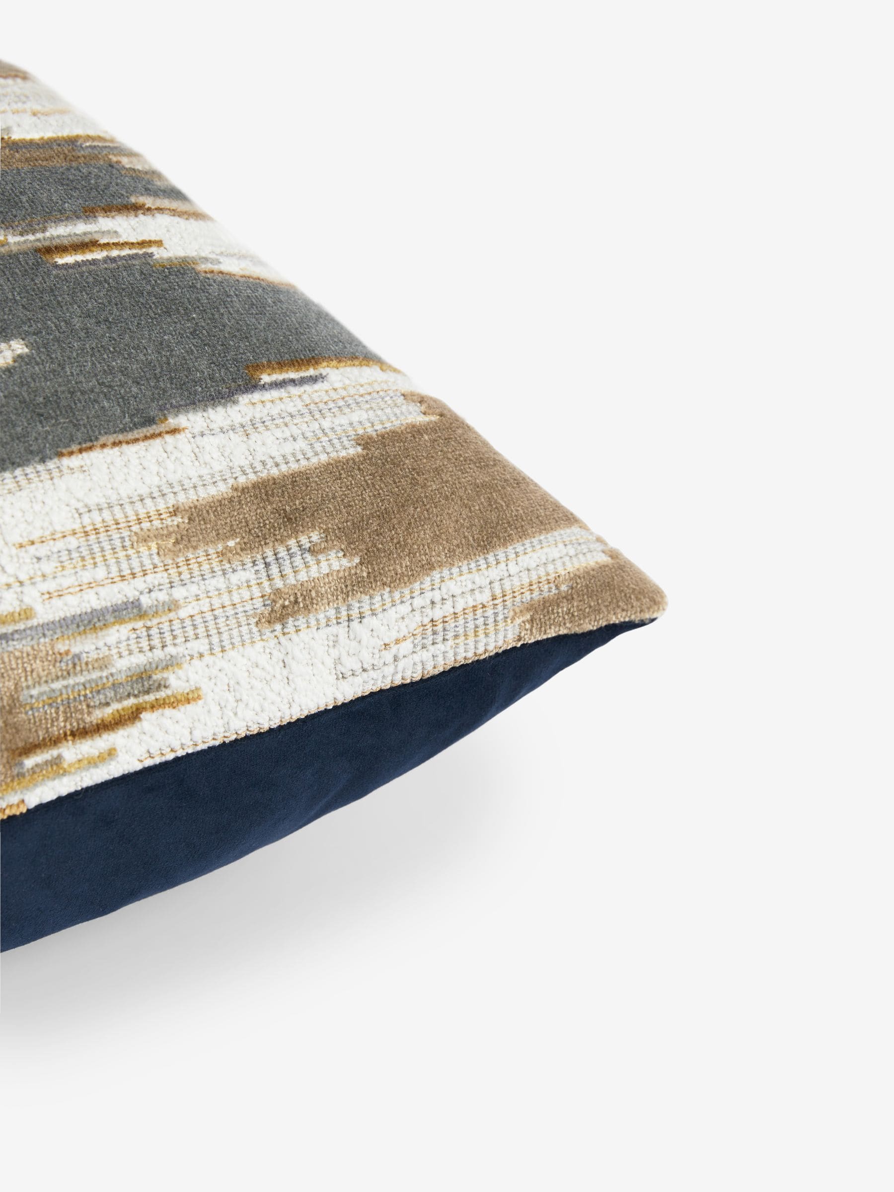 Navy blue zig zag cut velvet cushion 43 x 43cm - British product