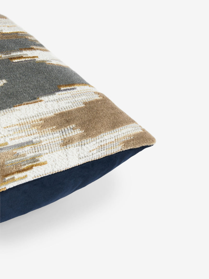 Navy blue zig zag cut velvet cushion 43 x 43cm - British product