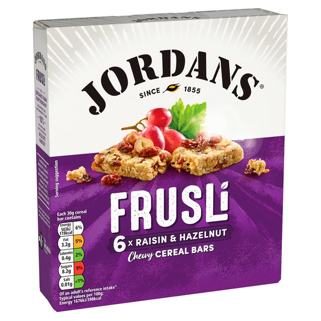 Jordans Raisin & Hazelnut Frusli Cereal Bars   6 x 30g