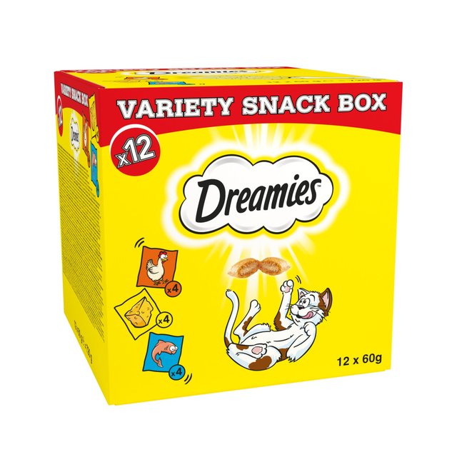 Dreamies Variety Snack Box Cat Treats with Chicken Cheese & Salmon   12 x 60g GOODS M&S   