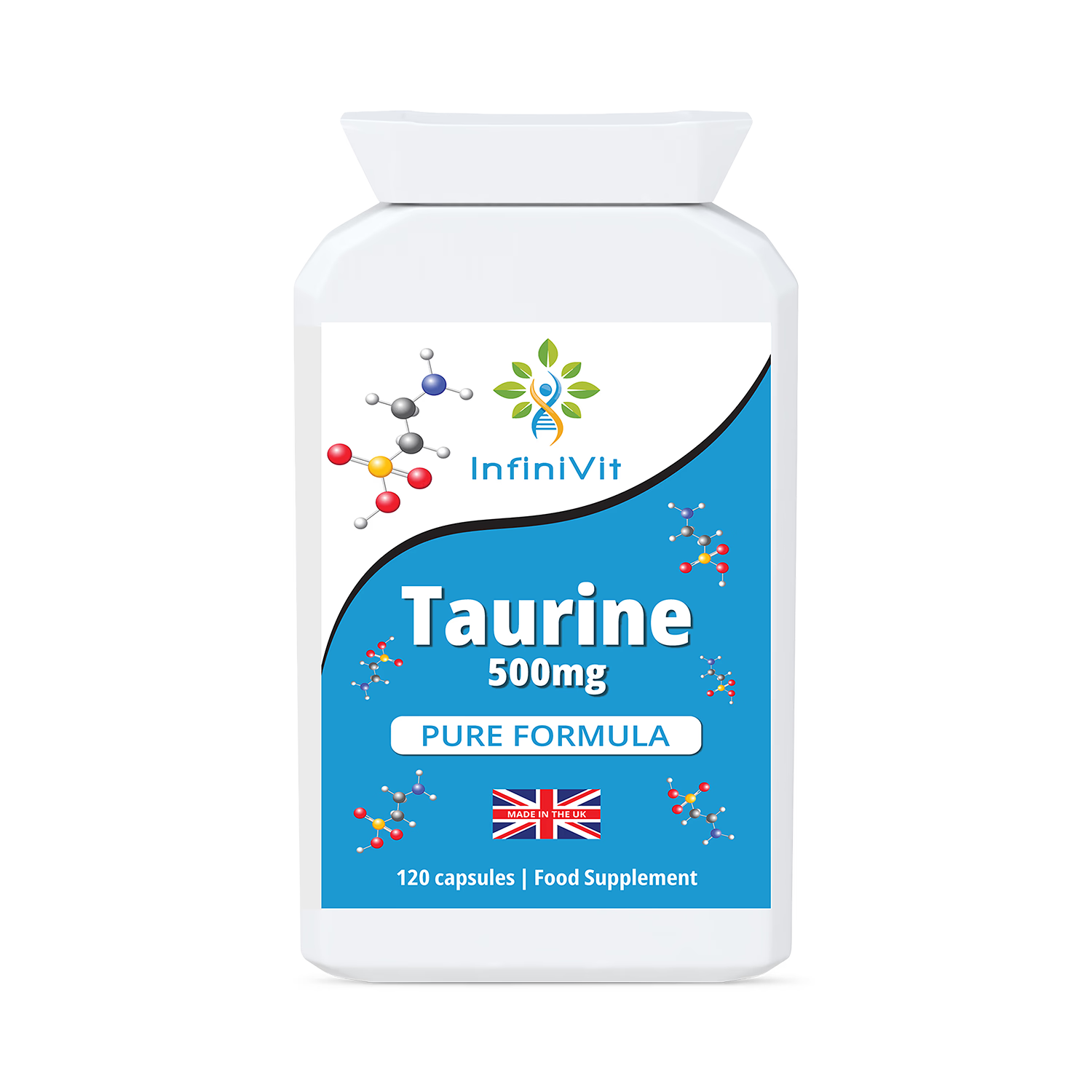 InfiniVit Taurine 500mg capsules 120 count (British brand)