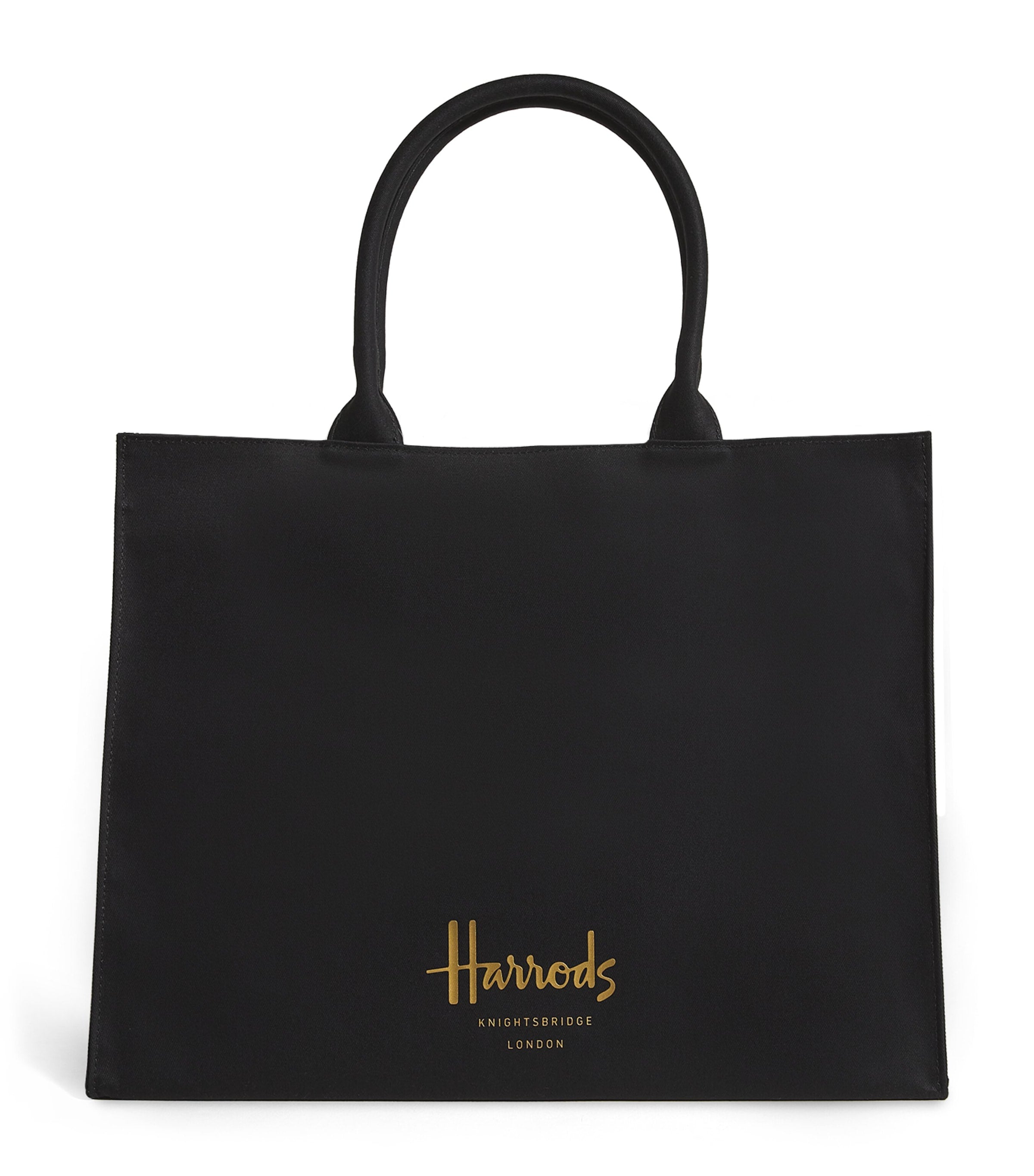 Harrods large cotton logo tote bag with magnetic fastening, UK version