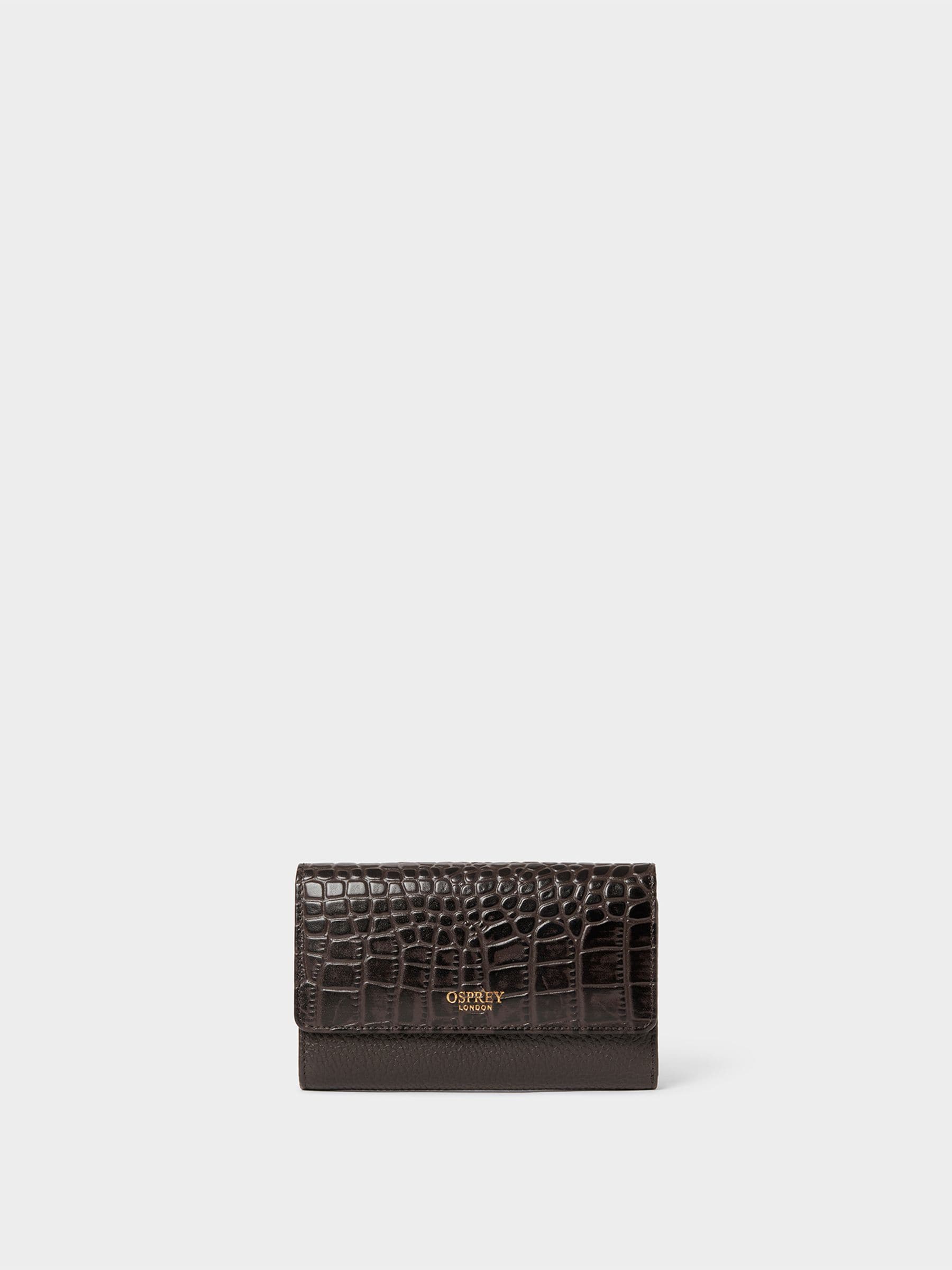 Osprey London Kellie matinee purse brown leather, imported from the UK