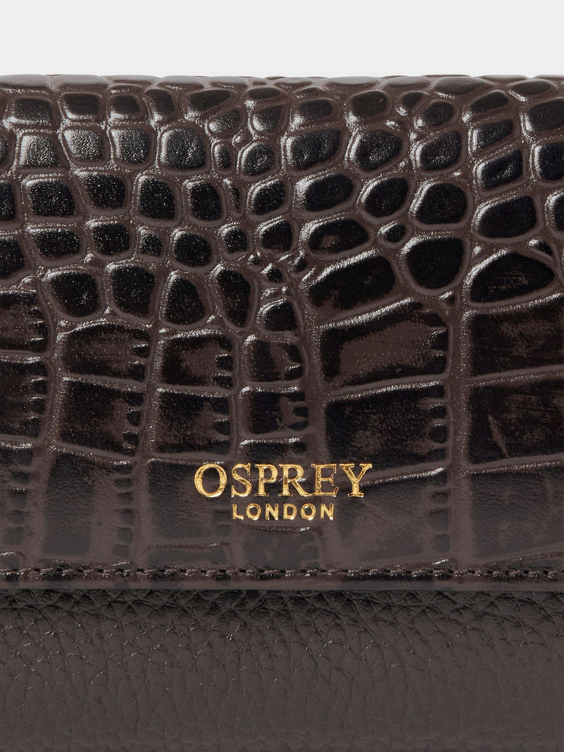 Osprey London Kellie matinee purse brown leather, imported from the UK