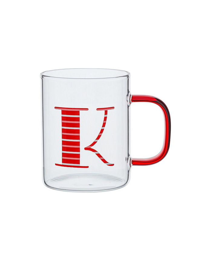 George Home Red Alphabet Glass Mug - K GOODS ASDA   