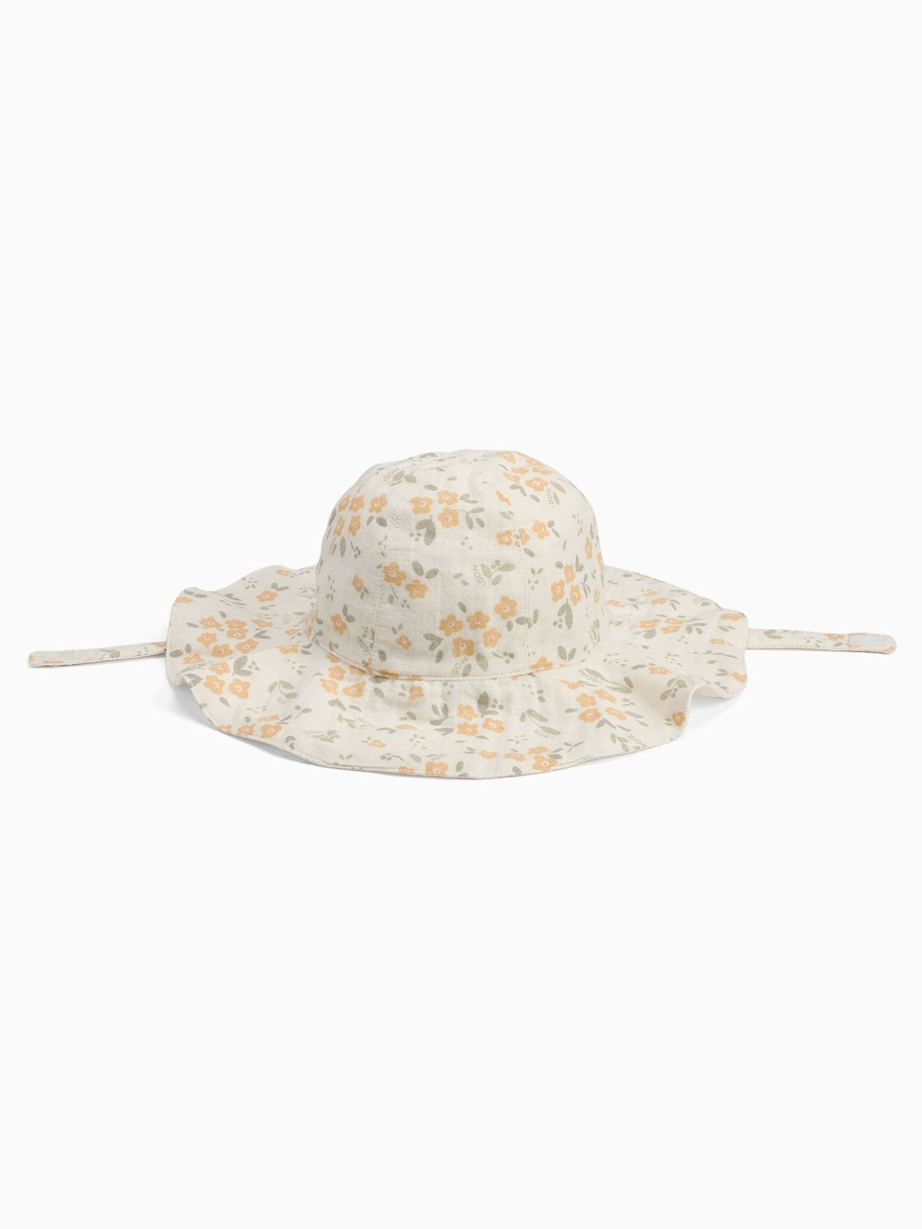MORI cream floral muslin floppy hat (British brand)