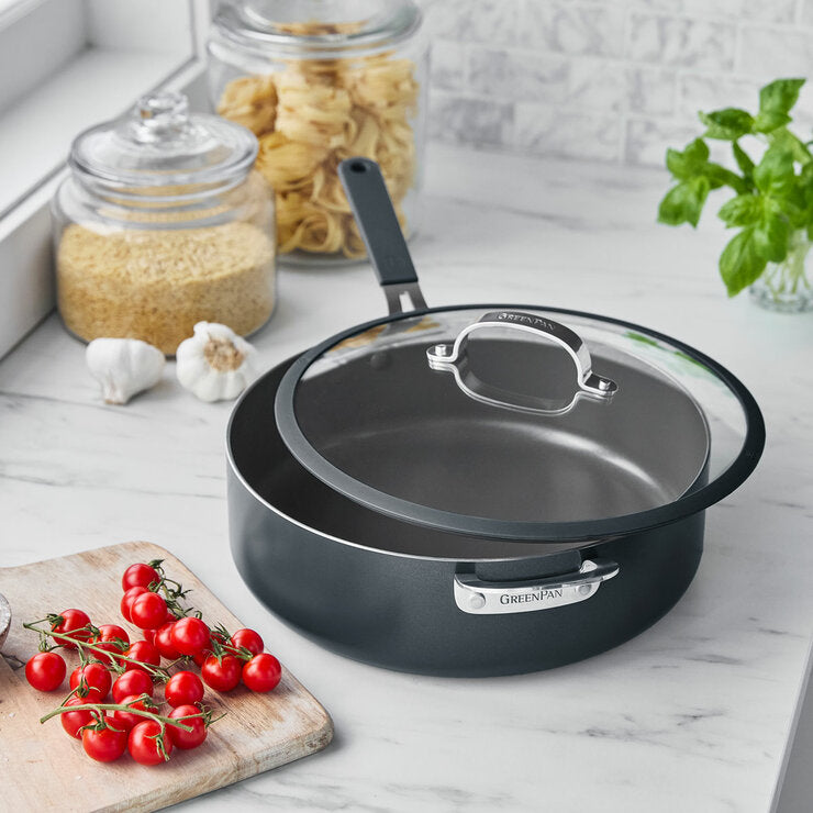 مقلاة سوتيه GreenPan مع غطاء 30 سم، مستوردة من المملكة المتحدة