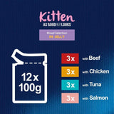 Felix As Good As it Looks Kitten Mixed in Jelly Wet Cat Food   12 x 100g GOODS M&S   