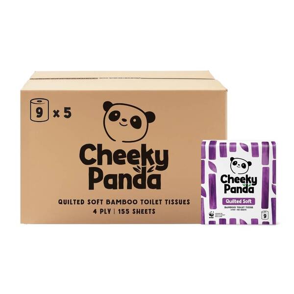 Cheeky Panda bamboo toilet paper quilted 4-ply 45 rolls - British product