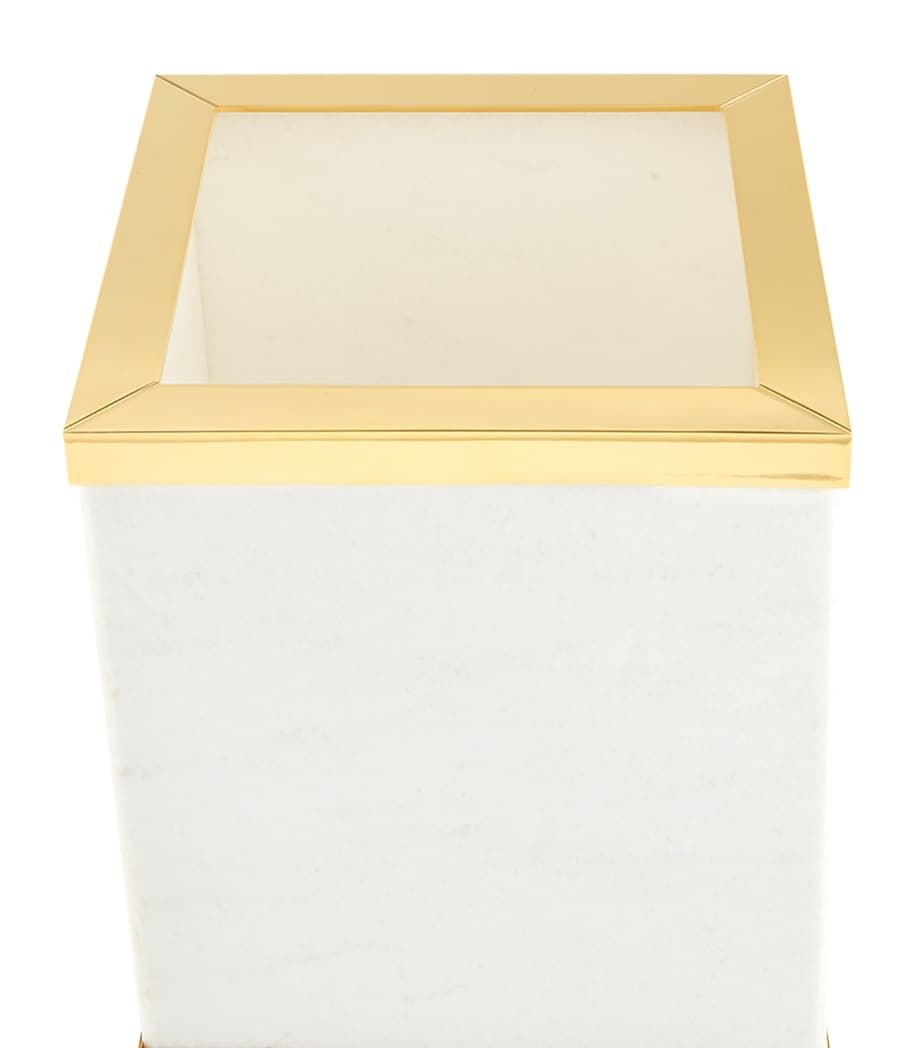 ZODIAC white marble bin with gold hardware (British brand)