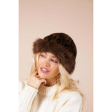 SVNX faux fur leopard print hat 56-58cm (British brand)