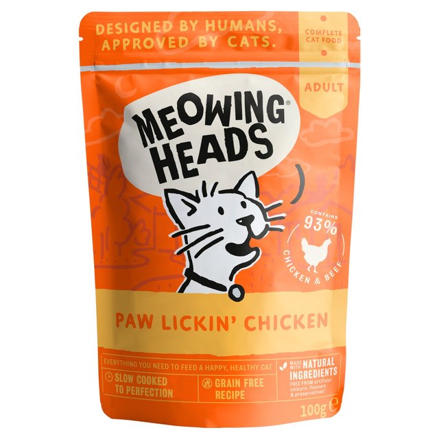 Meowing Heads Paw Lickin' Chicken Wet Cat Food Pouch   100g GOODS M&S   