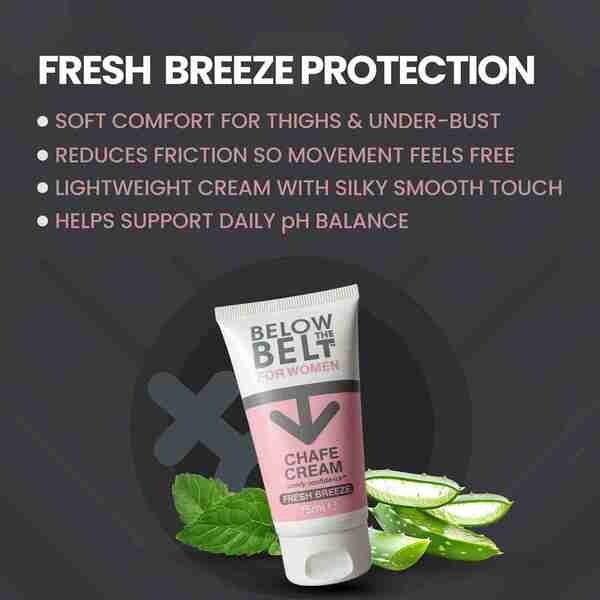 Below The Belt Anti Chaffing Cream Fresh Breeze Scent 75ml Trio - British product